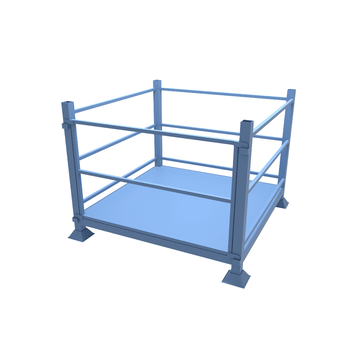 CAD drawing of stackable stillage crates with braced sides which is a sturdy stillage when it comes to transporting heavy-duty products such as raw materials, finished products and equipment, around industry sites including manufacturing, automotive, construction and agriculture